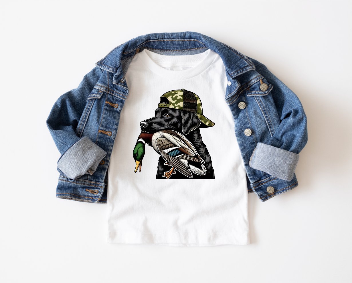 AvaryMaeInspirations – wholesale Screen-printed t-shirt – Kids – Black Lab and Mallard Duck Hunting Kids Tee Shirt2