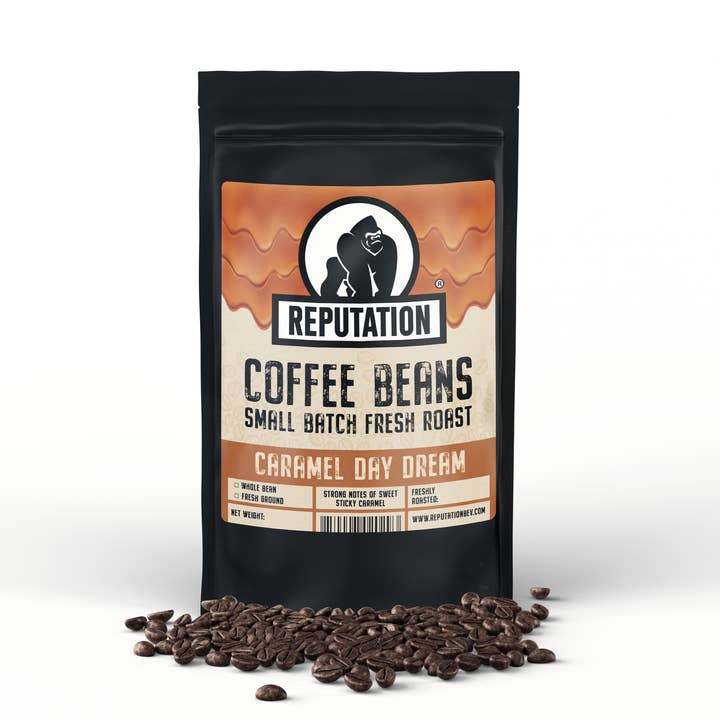 12oz Caramel Day Dream Whole Bean Coffee for wholesale by Reputation Beverage Co