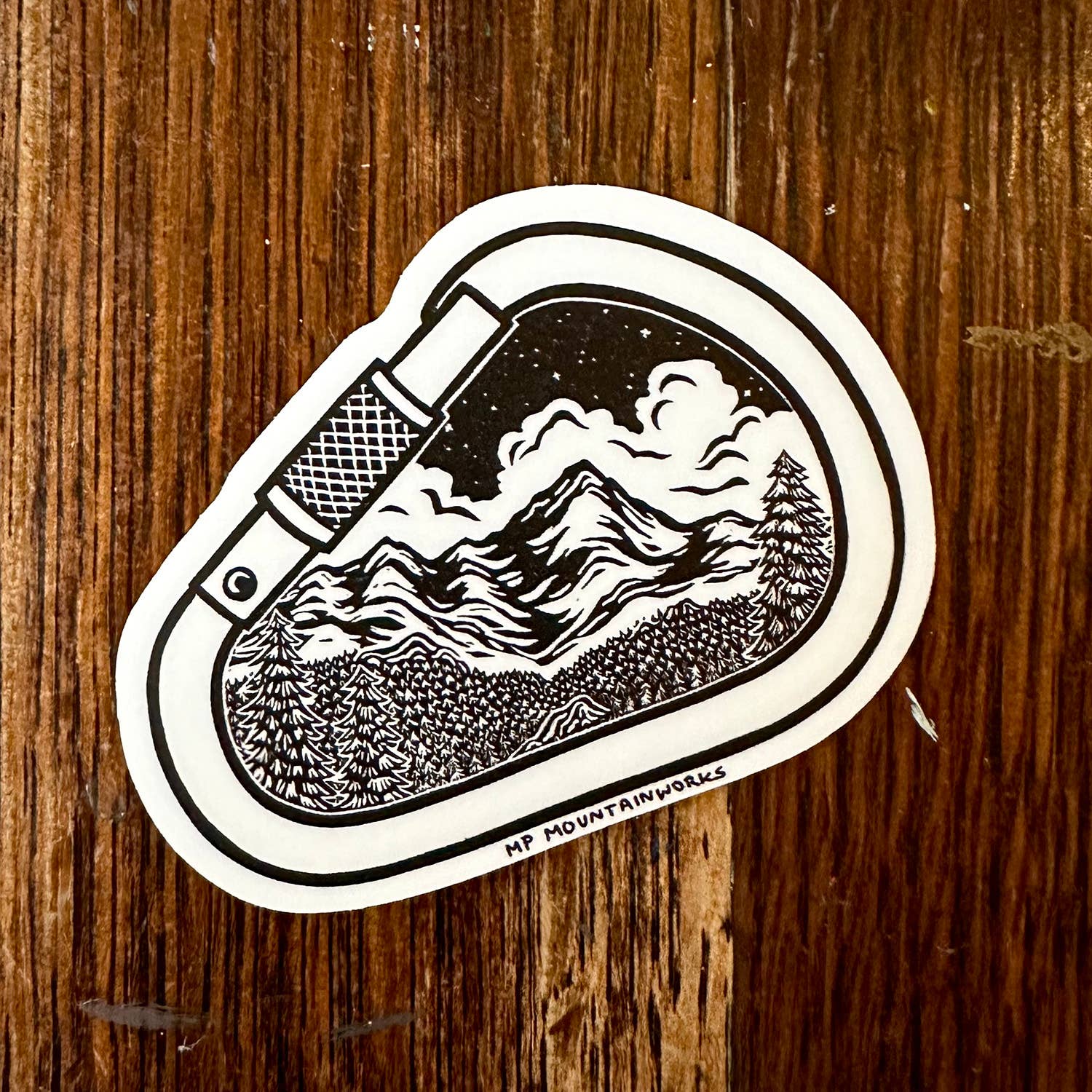 MP Mountainworks - Wholesale Sticker - Mountain Carabiner Vinyl Sticker2