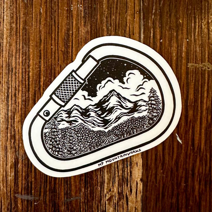 MP Mountainworks - Wholesale Sticker - Mountain Carabiner Vinyl Sticker2