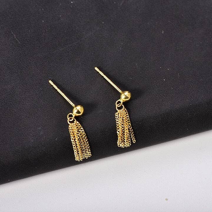 Haengseongworkshop - Wholesale Dangle Earrings - Korean Gold Plated Mini 5 Layers Tassel Chain Earrings 2.5cm1