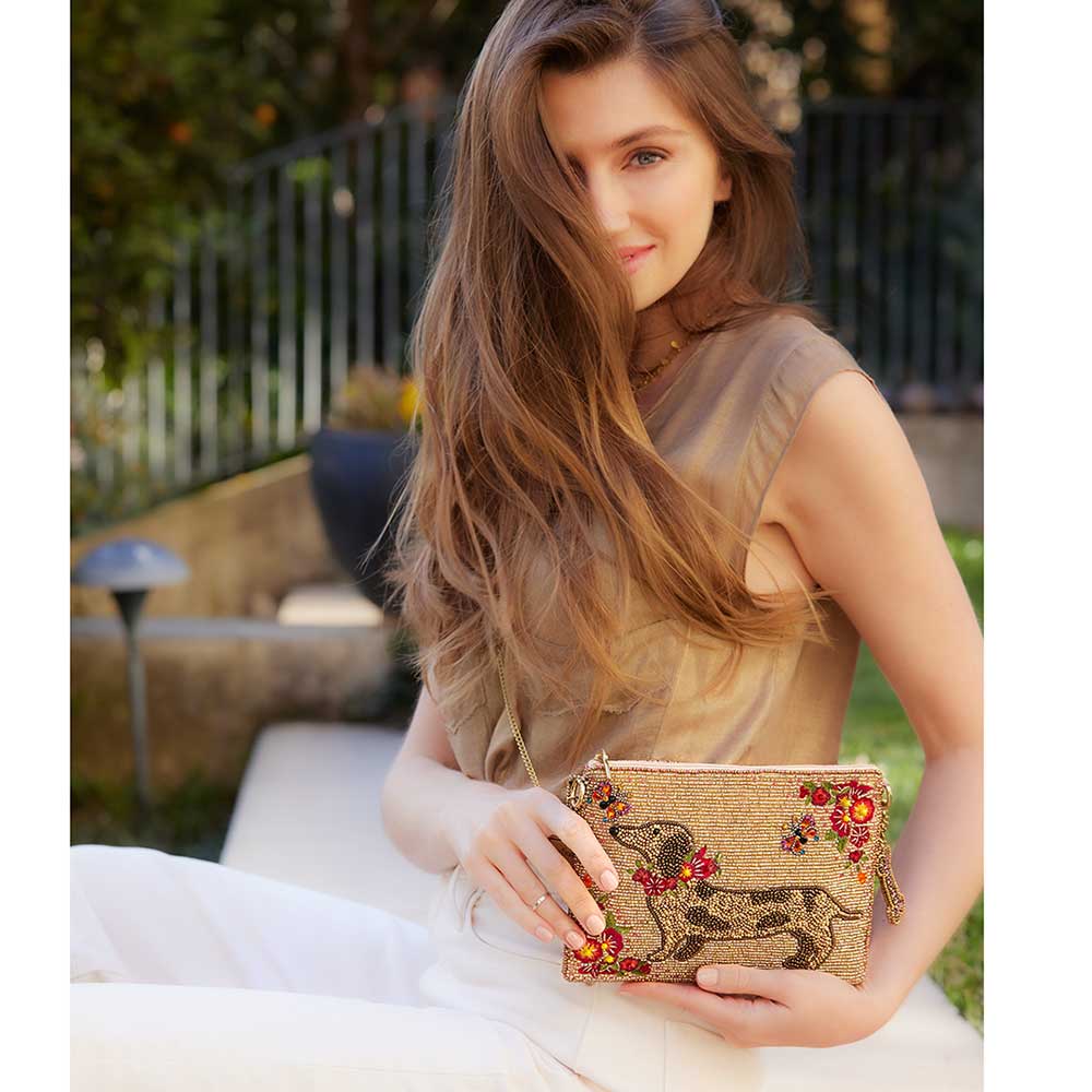 Mary Frances Accessories - Wholesale Crossbody Bag - Women's - Doxie Beaded Dog and Floral Crossbody Mini Handbag6