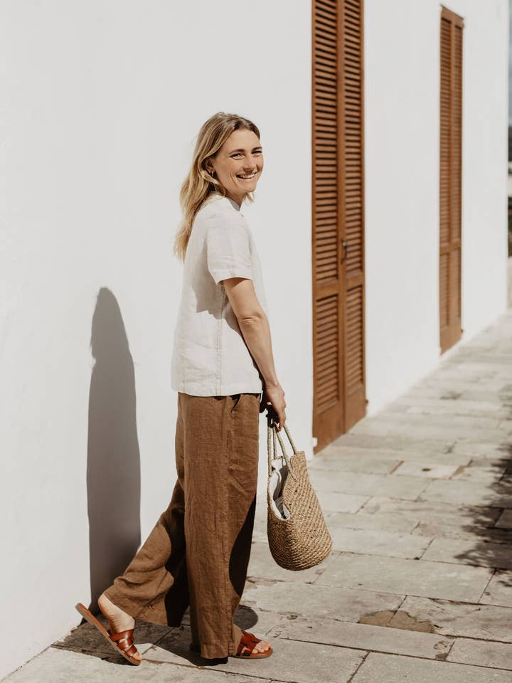 Linen Pants Kim In Honey Green per la vendita all'ingrosso da parte di Sauths