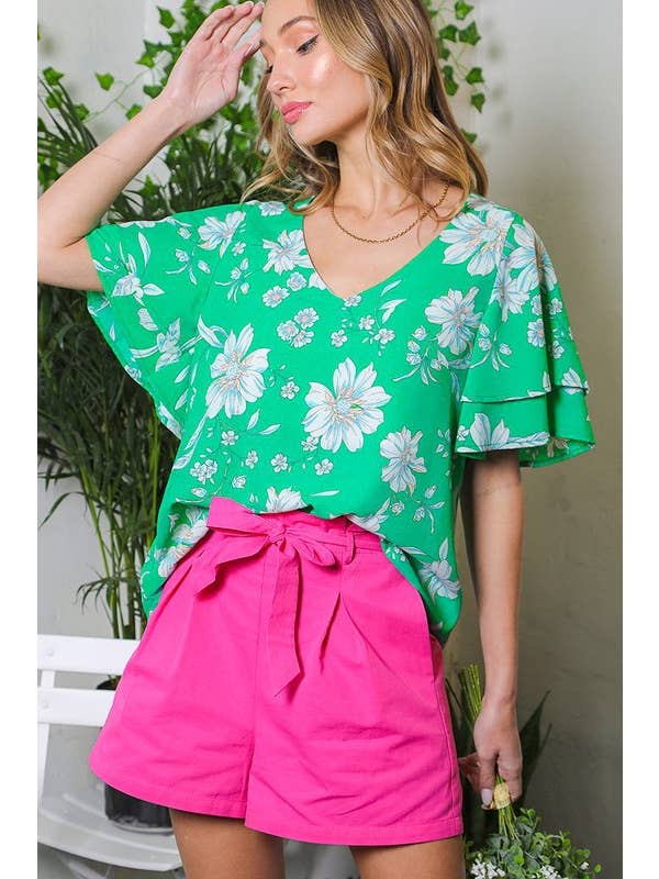 Vine & Love - Wholesale Shorts - Women's - High-Rise Waist Tie 100% Cotton Shorts VP811783