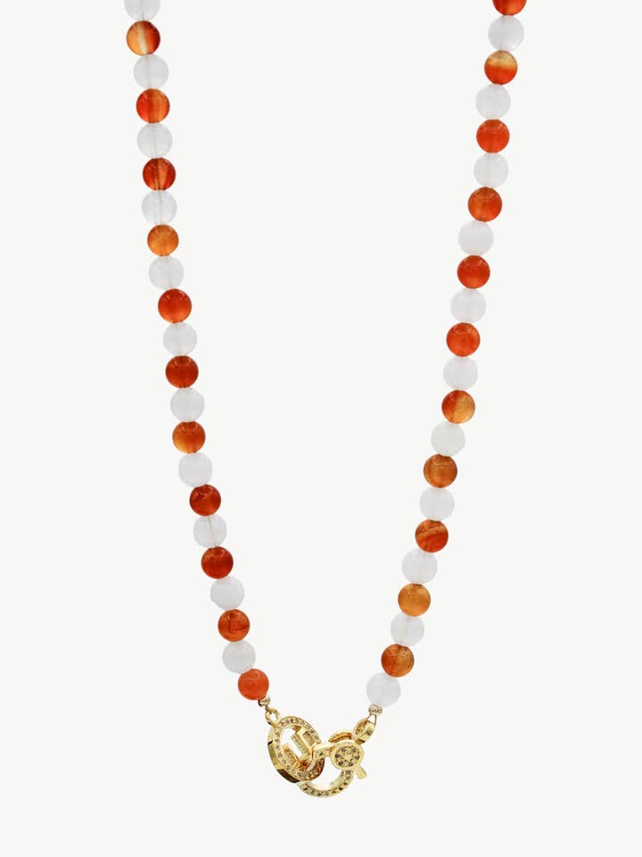 Team Spirit Necklace - Alternating Burnt Orange & White for wholesale by Harvest Jewels