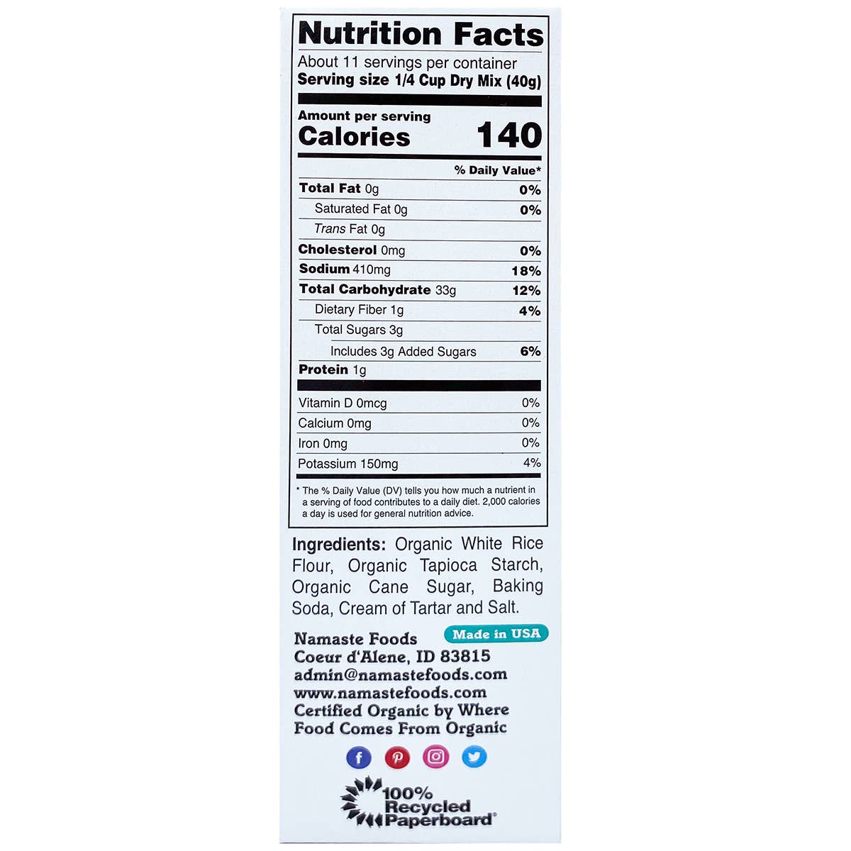 Namaste Foods – Engroshandel Kagemix – Glutenfri Økologisk Alle Formål Bagning Mix5