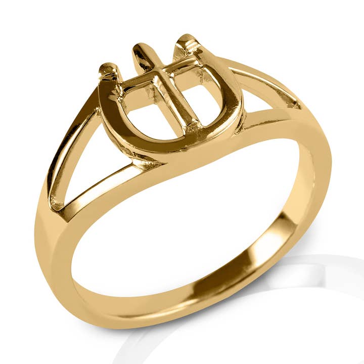 Kelly Herd Cross & Horseshoe Ring - 14k Gold for wholesale by Kelly Herd Jewelry