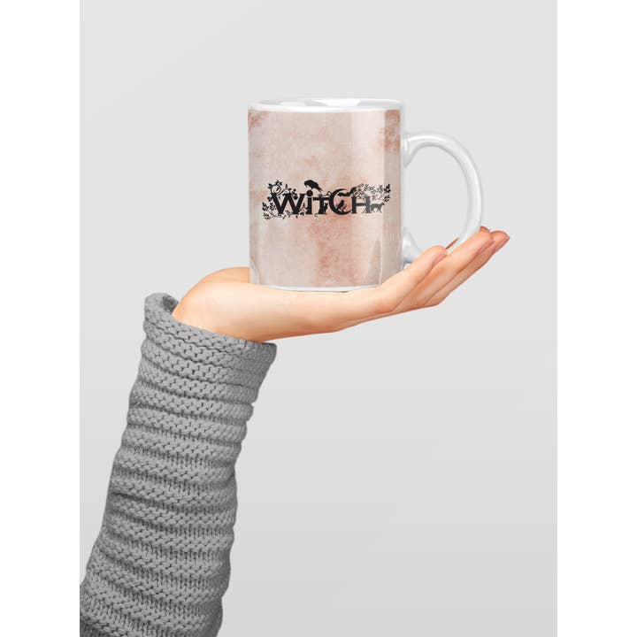 Eye of Toad, LLC – Caneca por atacado – Caneca de Café “Bruxa” 11 oz Rosa ou Warm Green