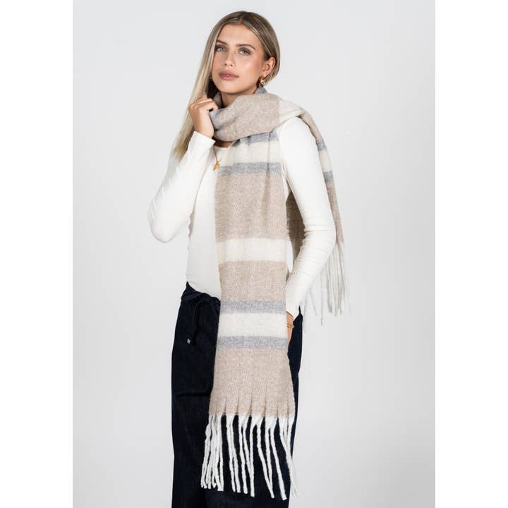 C'est Moi Clothing Co - Wholesale Scarf - Women's - Stripe Pattern Blanket Scarf- CESCB23373