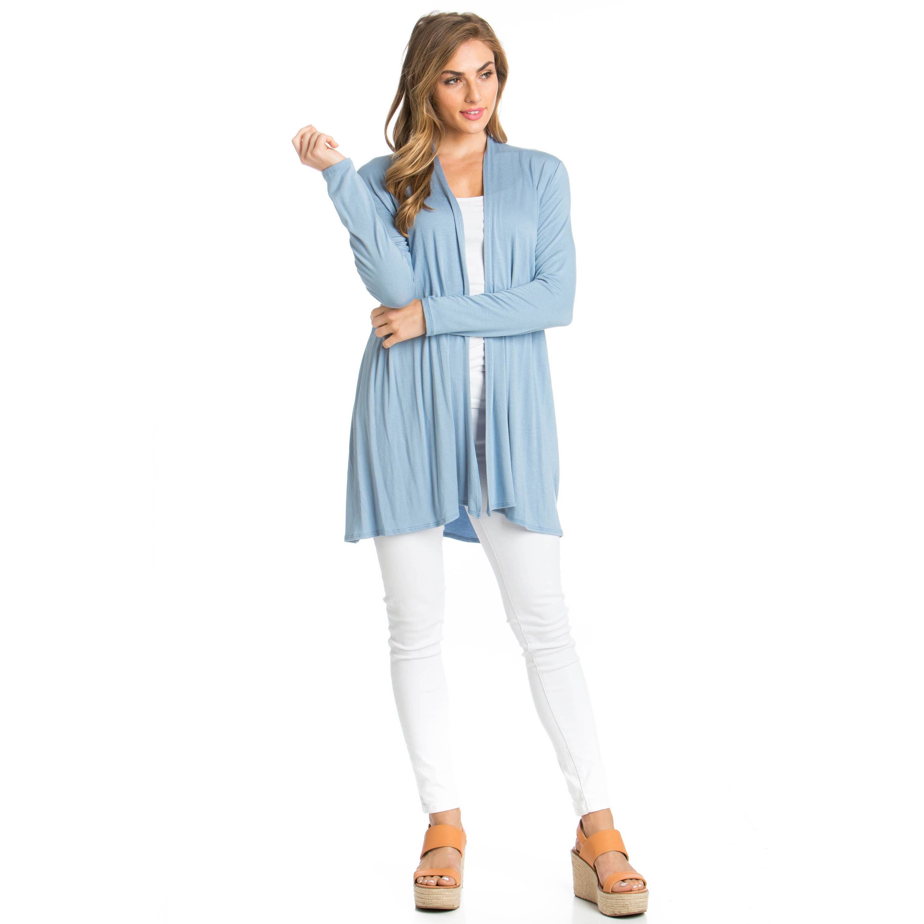 Azules Clothing - Venta al por mayor Cárdigan - Mujer - Cárdigan drapeado de manga larga con parte delantera abierta79