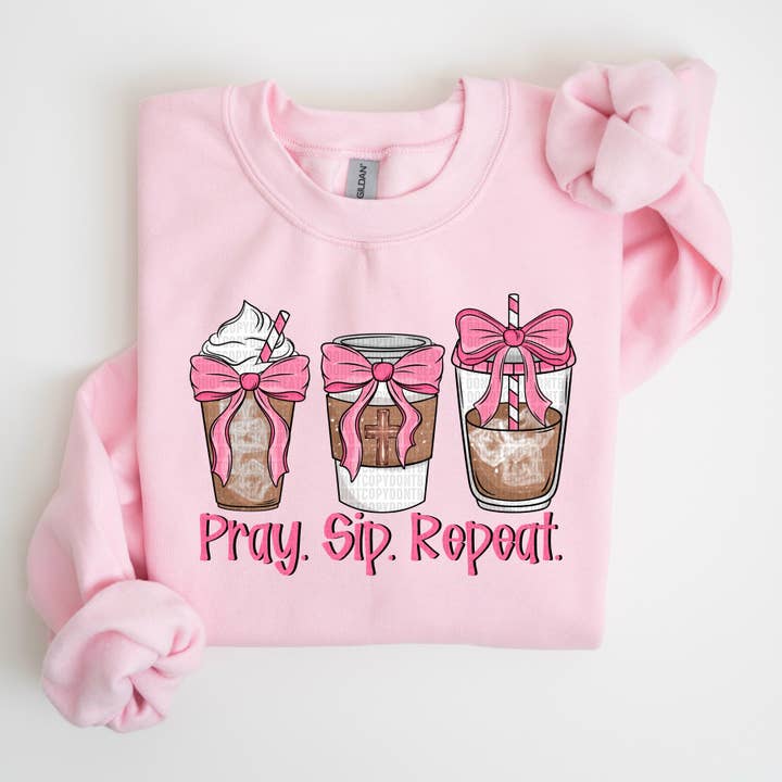 Pray Sip Repeat - Sweatshirt for wholesale by Cash & Drix Wholesale
