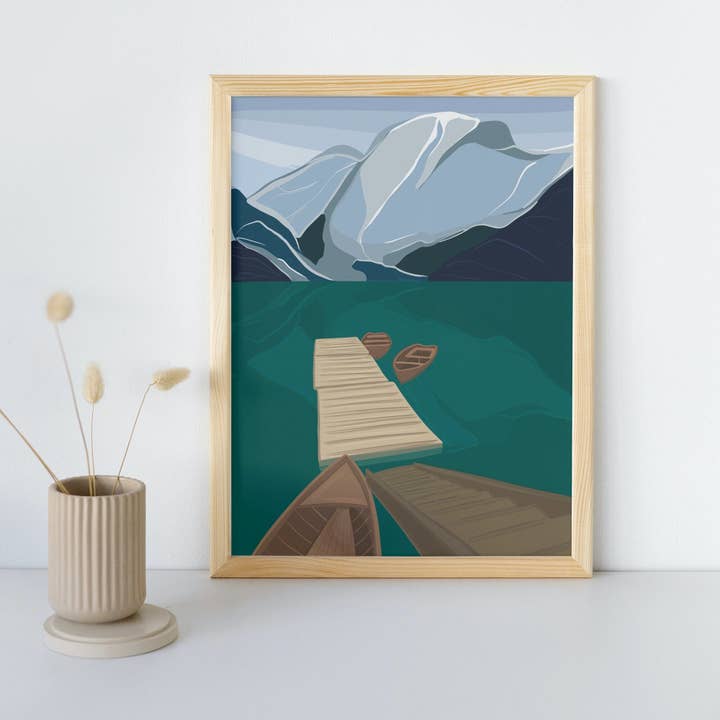 Wonderlust Travel Poster Print | Travel Art Print | Adventure Art Print Poster | Ocean And Mountains Wall Art Print | Blue Art Print | for wholesale by Xenhome