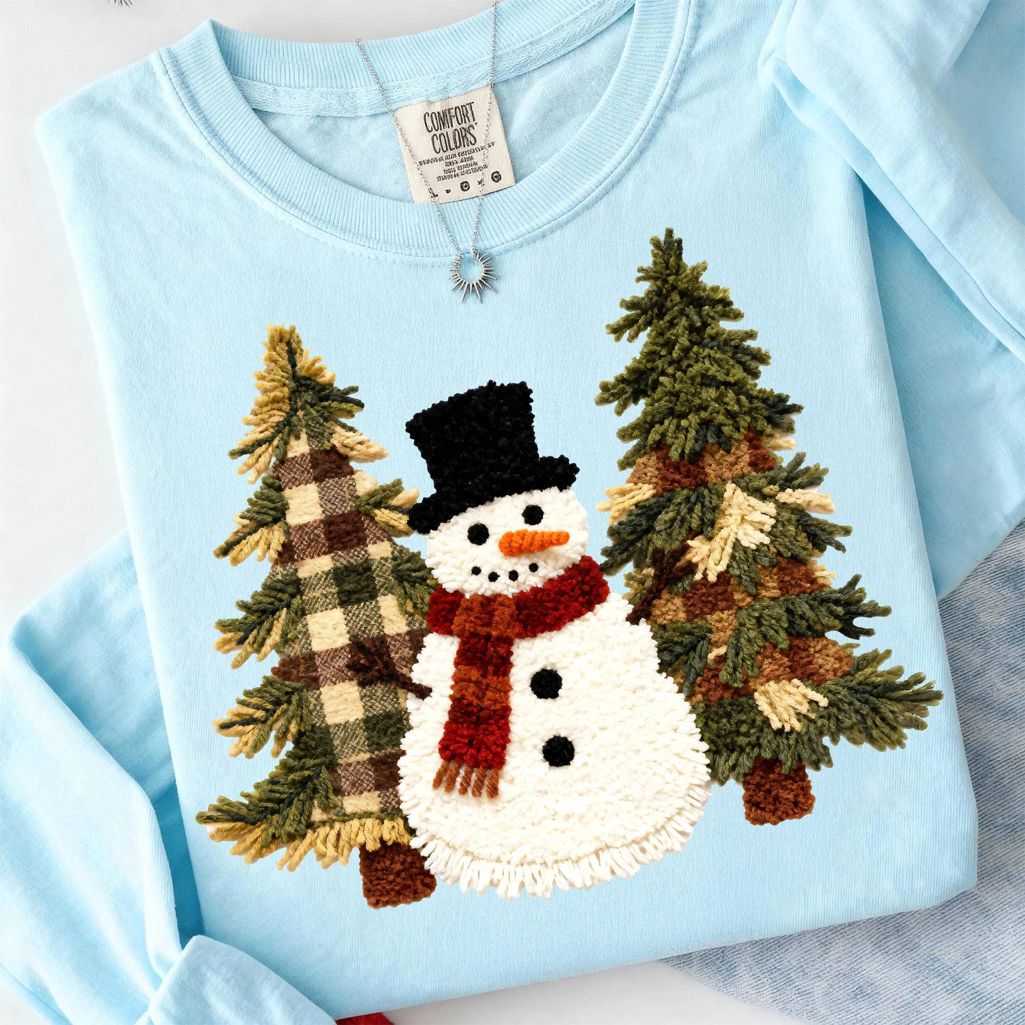 NVC Ecommerce LLC - Venta al por mayor Camiseta estampada - Mujer - Camiseta de Muñeco de Nieve de Ganchillo con Hilo de Latch Hook, Suéter de Muñeco de Nieve de Navidad3