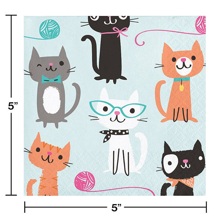 Bulk Party Decor - Wholesale Disposable Napkin - Bulk Purr-fect Cat Party Beverage Napkins (192 per Case)1
