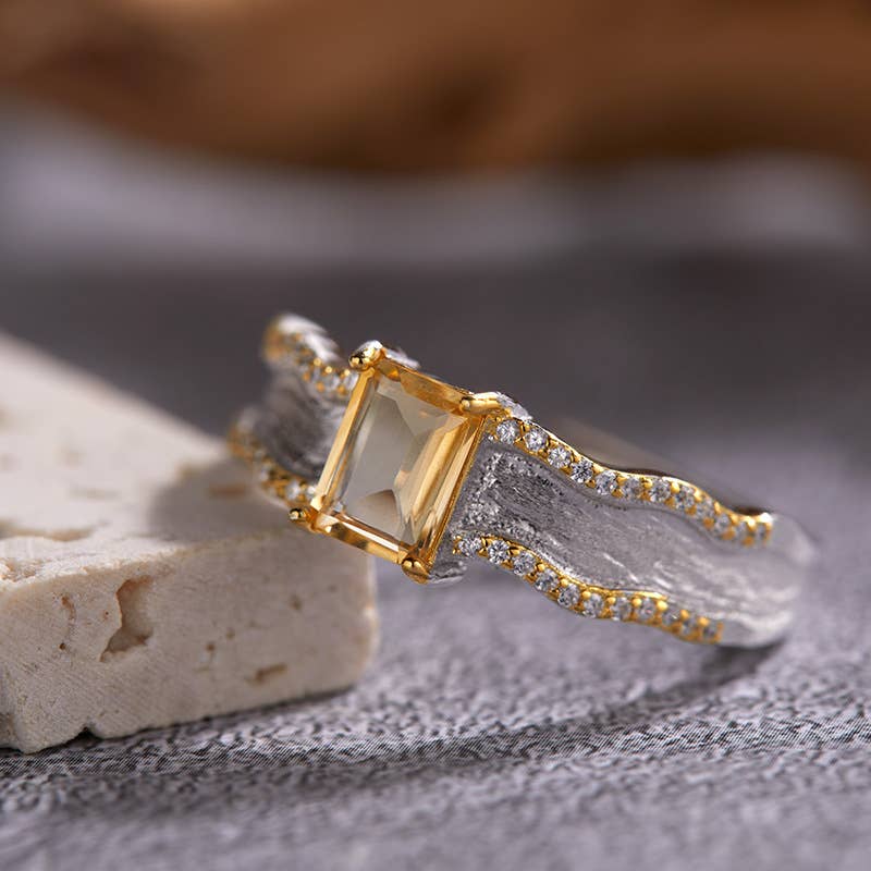 Gioiellin - S925 Silver Jewelry - Wholesale Single Stone/Solitaire Ring - S925 Sterling Silver Natural Peridot Amethyst Citrine Ring3