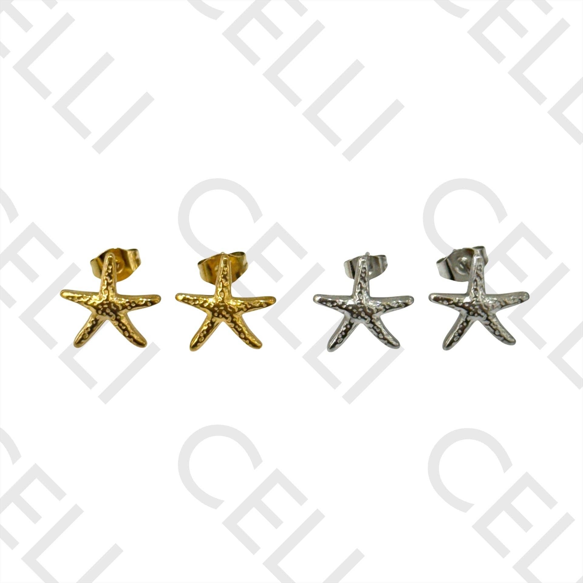 Celli Biju - Wholesale Stud/Post Earrings - Steel Earring - starfish2
