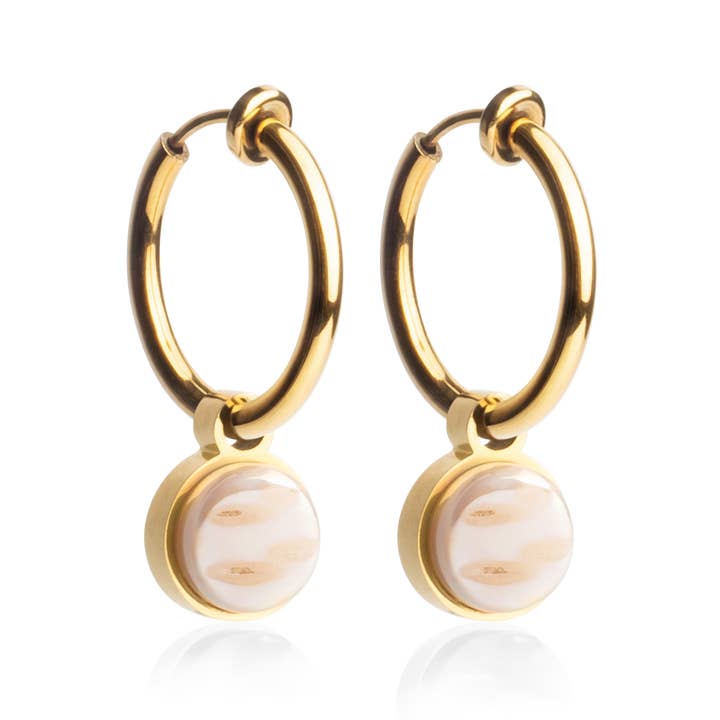 Boucles d'oreilles Mix & Match avec pendentif • doré/abricot • 18 mm pour la vente par ALEXASCHA