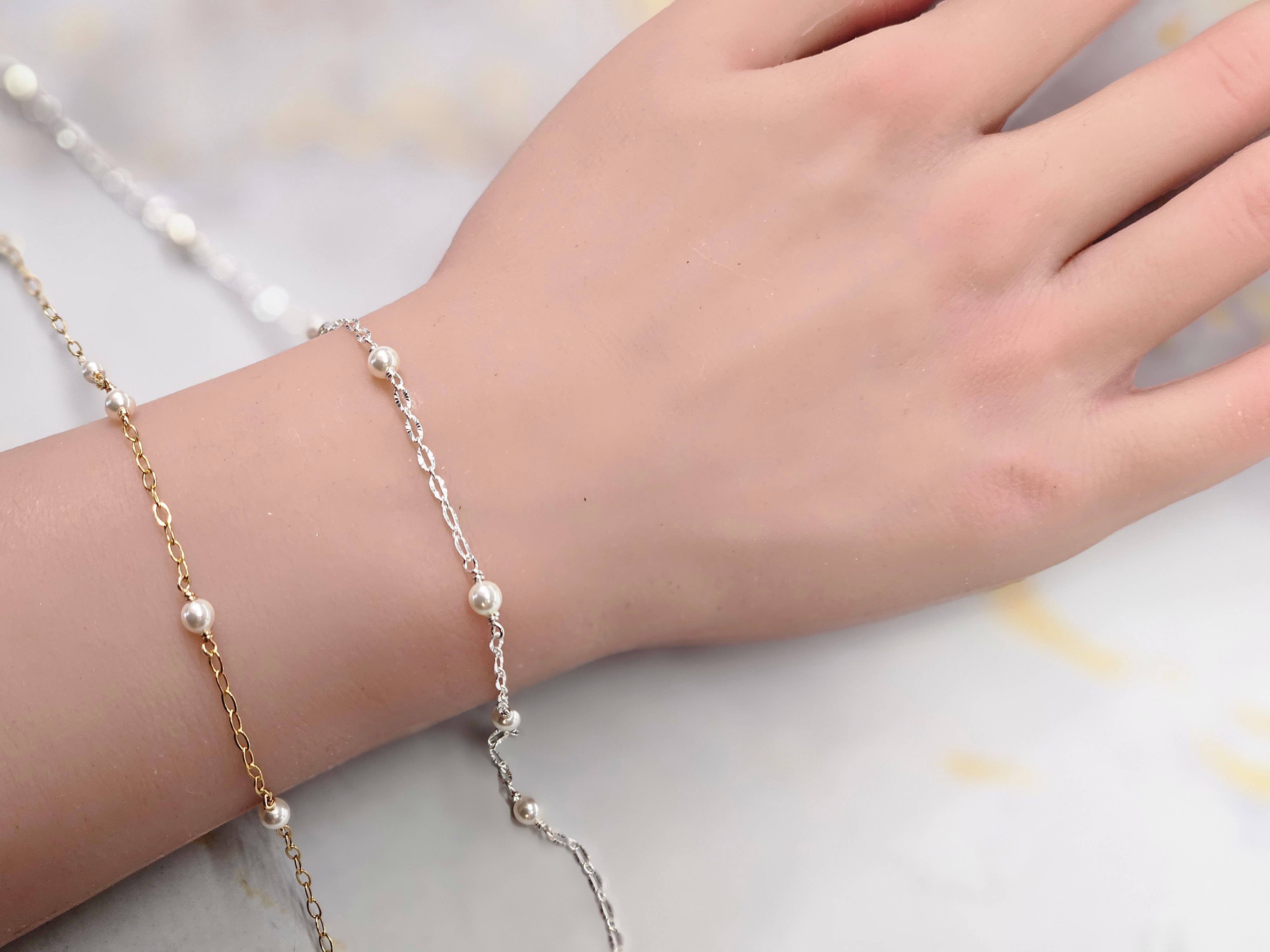 Half Moon Jewelry Designs - Wholesale Jewelry Set - Pearl Chain by the foot, 14k Gold filled or Sterling silver1