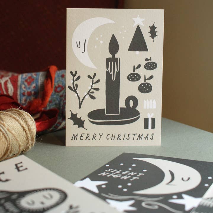 Lauren Marina - Vente Cartes de Noël - Carte de Noël en noir et blanc « Merry Christmas »1