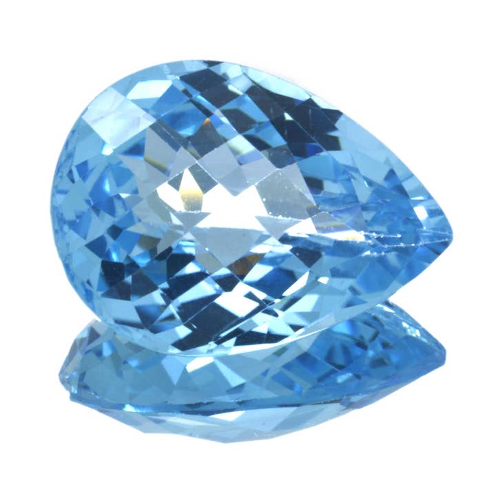 24.66 ct Pear Cut Blue Topaz with Checkerboard for wholesale by Naturjoya