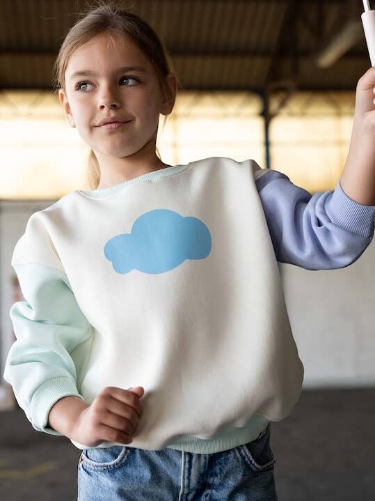 Kinder-Sweatshirt Retro Baumwolle - Wolkig für den Großhandel von Ayuna