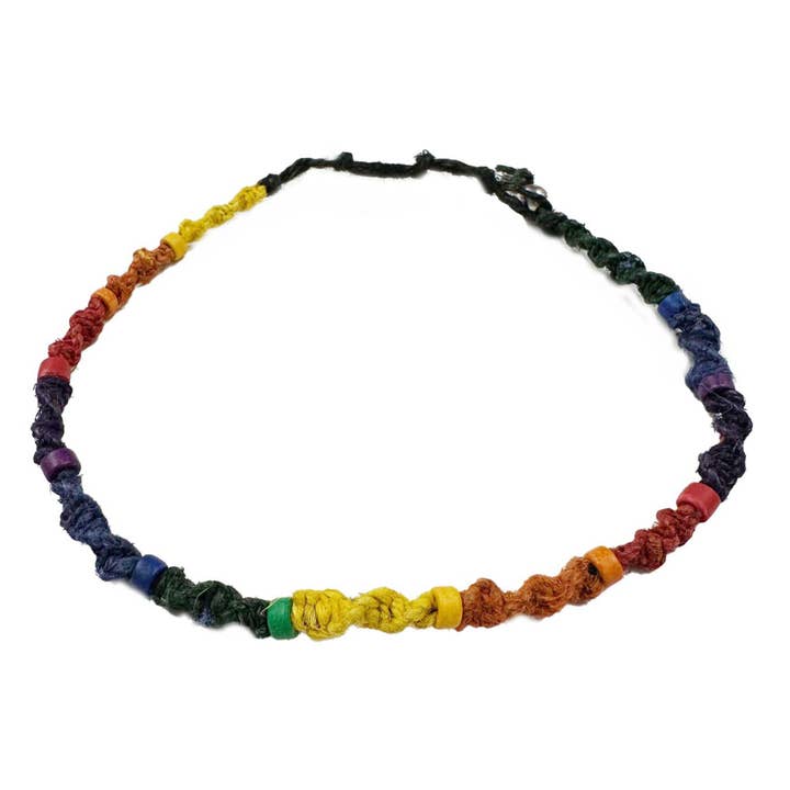 Natalia - Wholesale Choker/Collar - Rainbow twisted hand braided choker with ceramic beads- PC