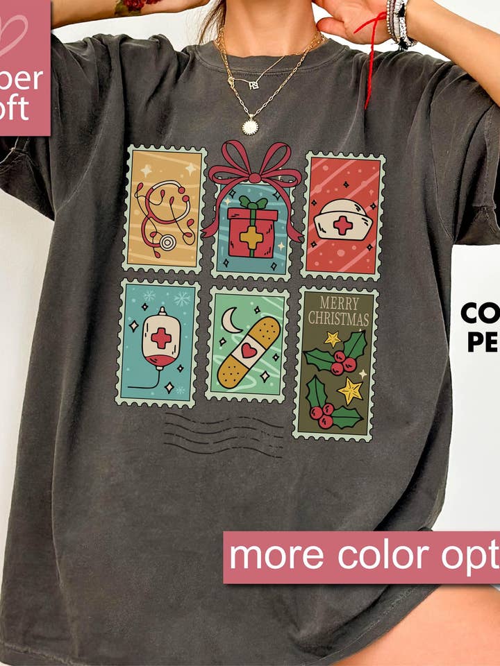 Glaime - Wholesale T-Shirt (Graphic) - Unisex - Nurse Christmas Comfort Colors Shirt,Christmas Nurse Sweater1