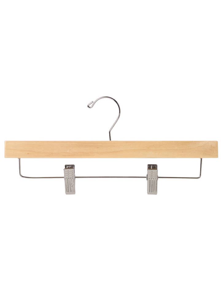 14" Natural Wood Skirt And Pants Hangers - Case of 50 for wholesale by Store Supply Warehouse