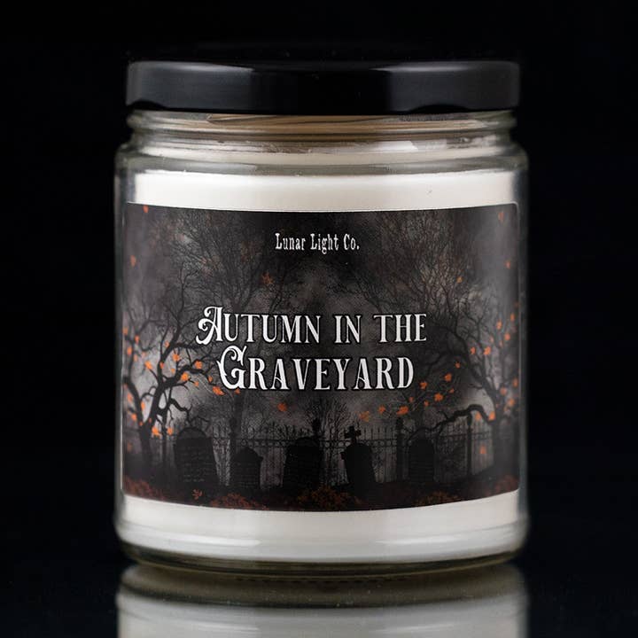 Autumn in the Graveyard Gothic Scented Candle Cemetery Dirt for wholesale by Lunar Light Co.