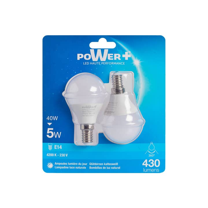 CP INTERNATIONAL - Wholesale Light Bulb/Puck - Set of 2 LED Bulbs E14 5W=40W A50 Lic #2