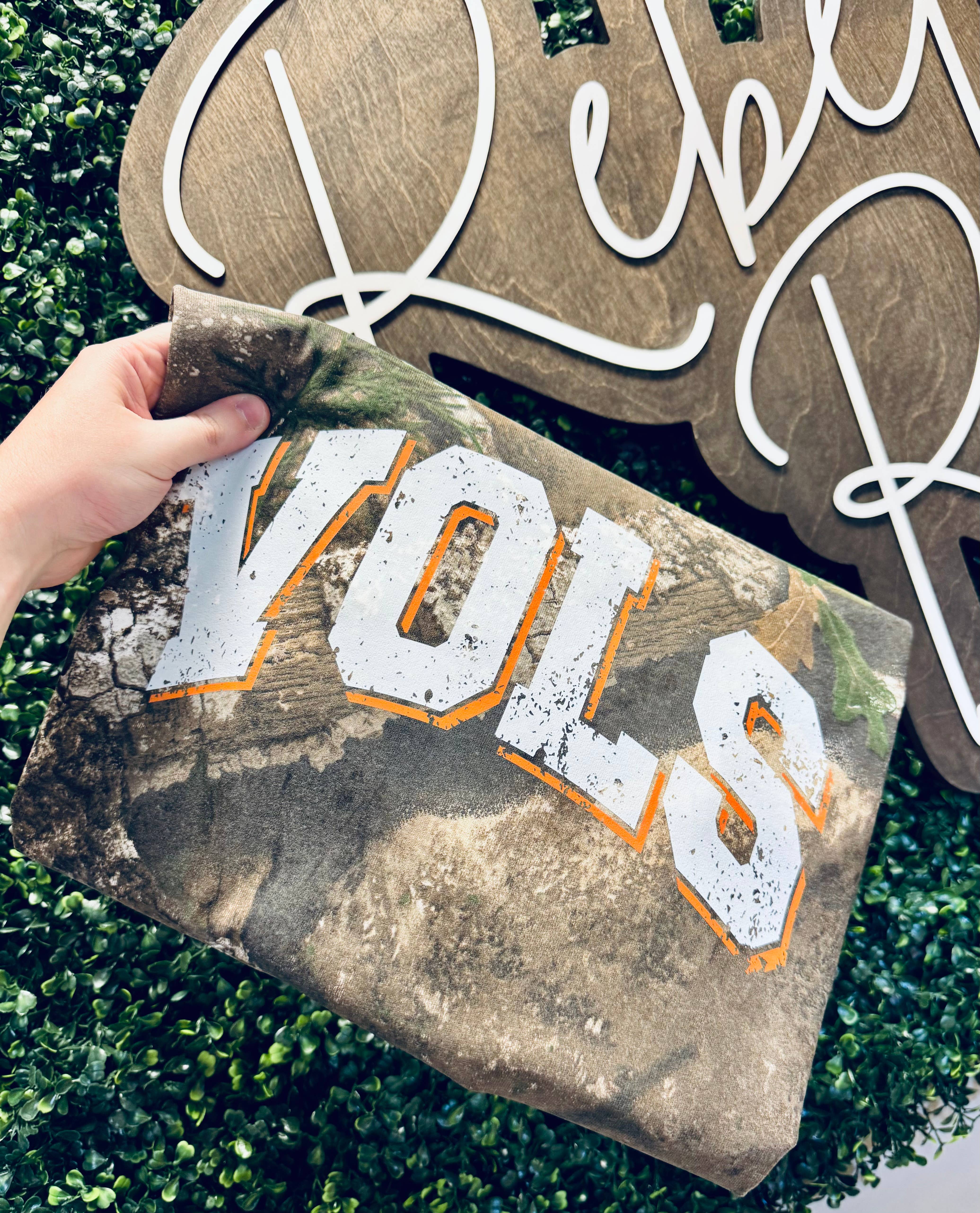 Rebellious Rose LLC - Wholesale Screen Printed T-Shirt - Women's - Camo Vols Graphic T-shirt1