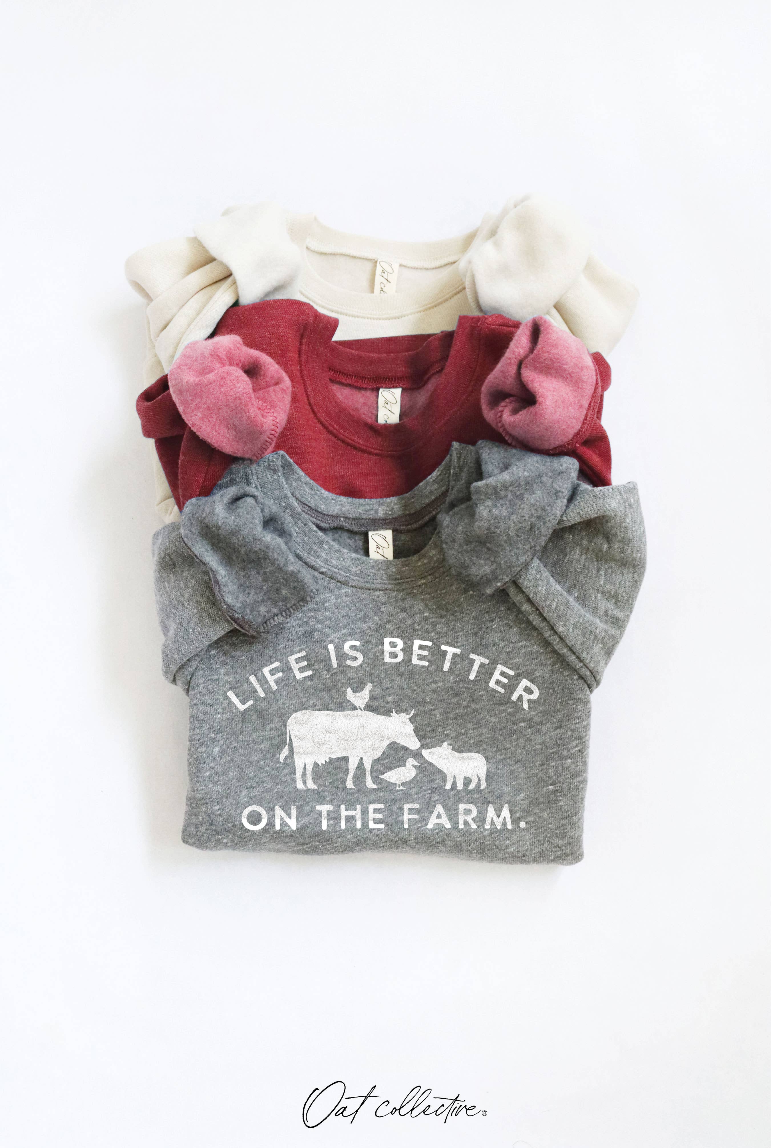 OAT COLLECTIVE – wholesale Sweatshirt - Barn – LIVET ÄR BÄTTRE PÅ GÅRDEN Unisex Grafisk Sweatshirt för Småbarn8