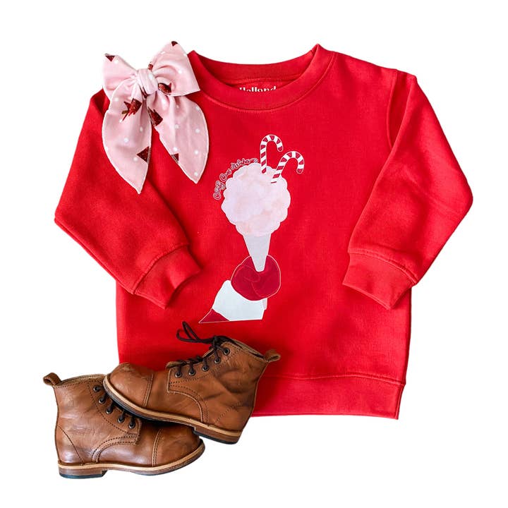 Holland Ave Clothing - Wholesale Sweatshirt - Kids - Santa Candy Cane | Girls Christmas Sweatshirt