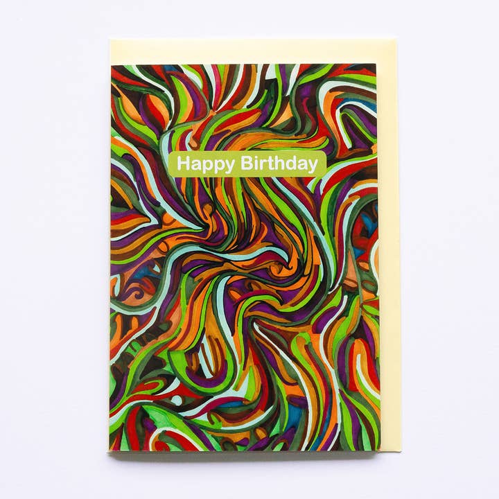 Abstract Original Art Seaweed Inspired | Birthday Card for wholesale by Lilian G Limited