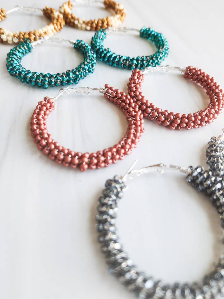 "Maya" Beaded Hoops for wholesale by Vibration, LLC