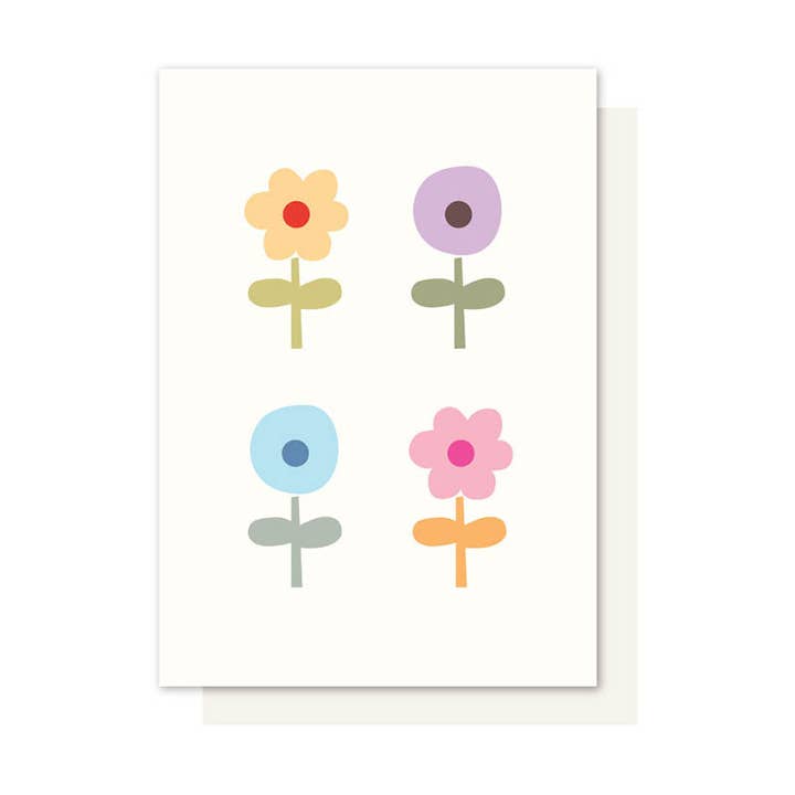 BLOOM 4-FLOWERS CARD for wholesale by Elly Oak