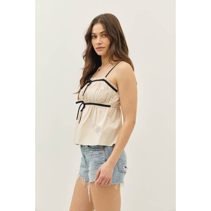 idem ditto - Wholesale Blouse - Dames - BABYDOLL TANKTOP MET CONTRASTERENDE STRIKDETAILS13