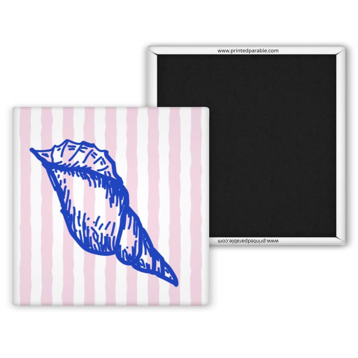 Pink conch shell magnet, Mediterranean summer style, whimsical coastal magnet for wholesale by Printed Parable