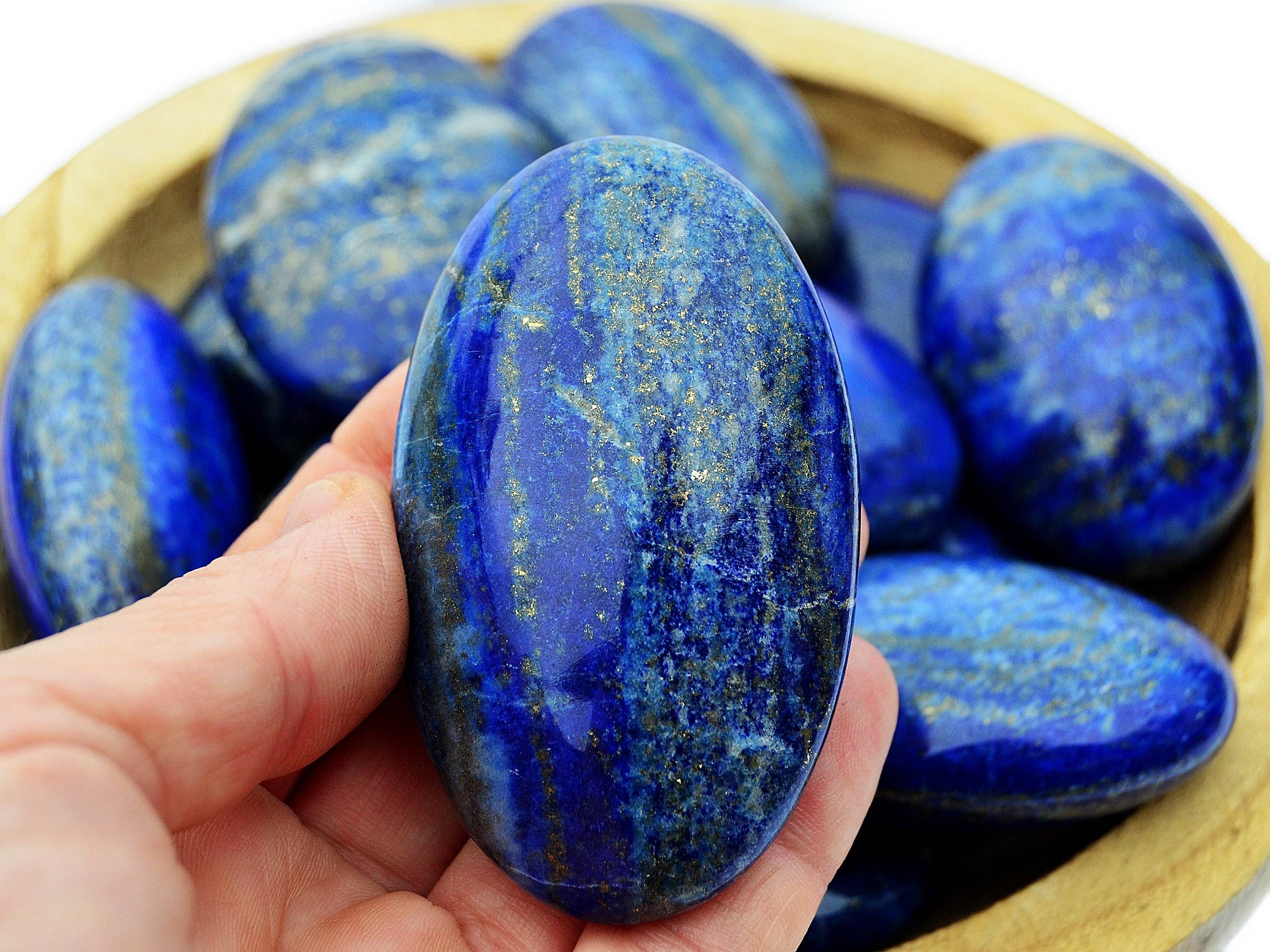 Kaia & Crystals – wholesale Andlig sten/kristall – Lapis lazuli handstenar (7–10 st) kvalitetsset, 45–80 mm8