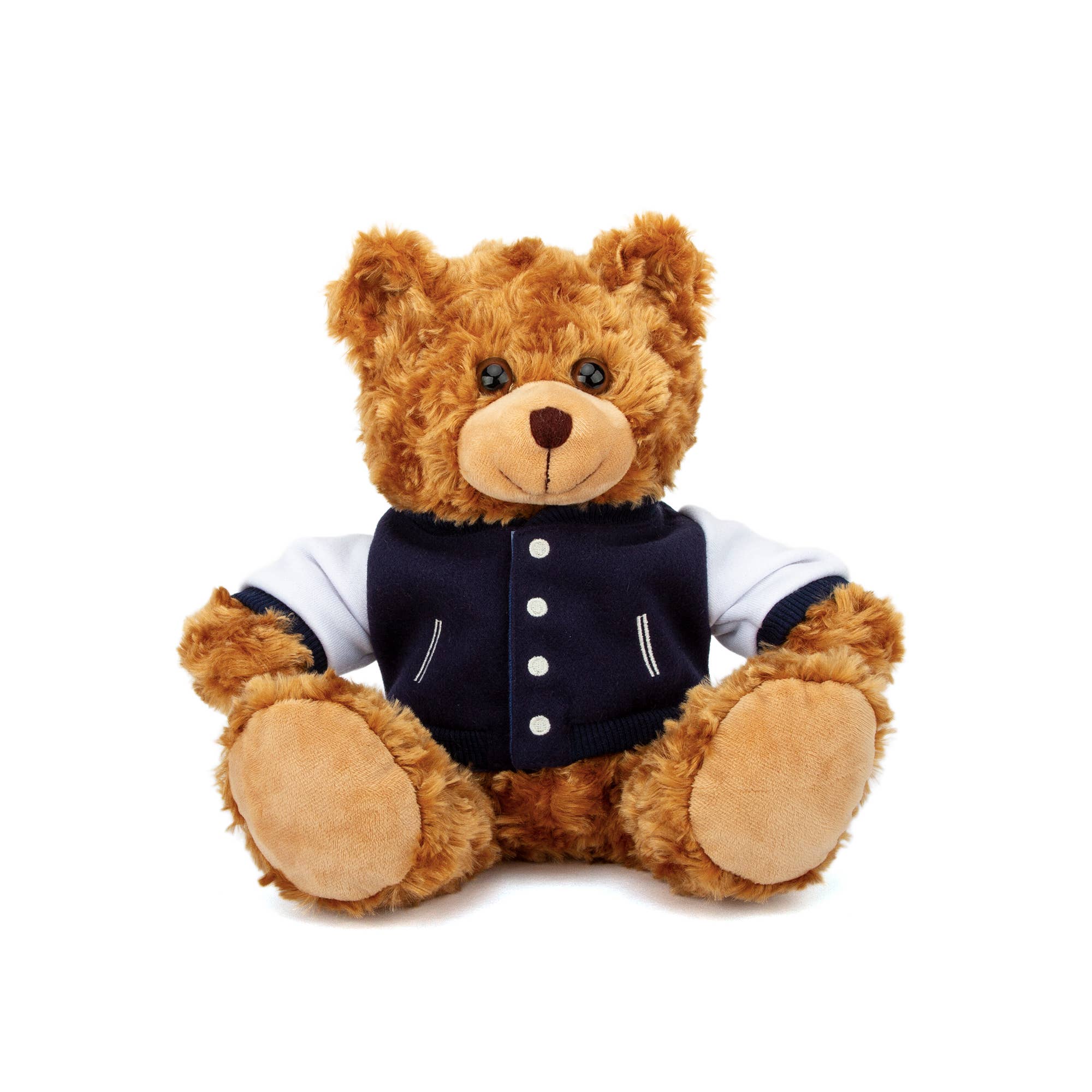 Plushland - Venta al por mayor Peluche - Niños y bebés - Oso de Peluche Mocha de 11" con Chaqueta Universitaria Personalizable0