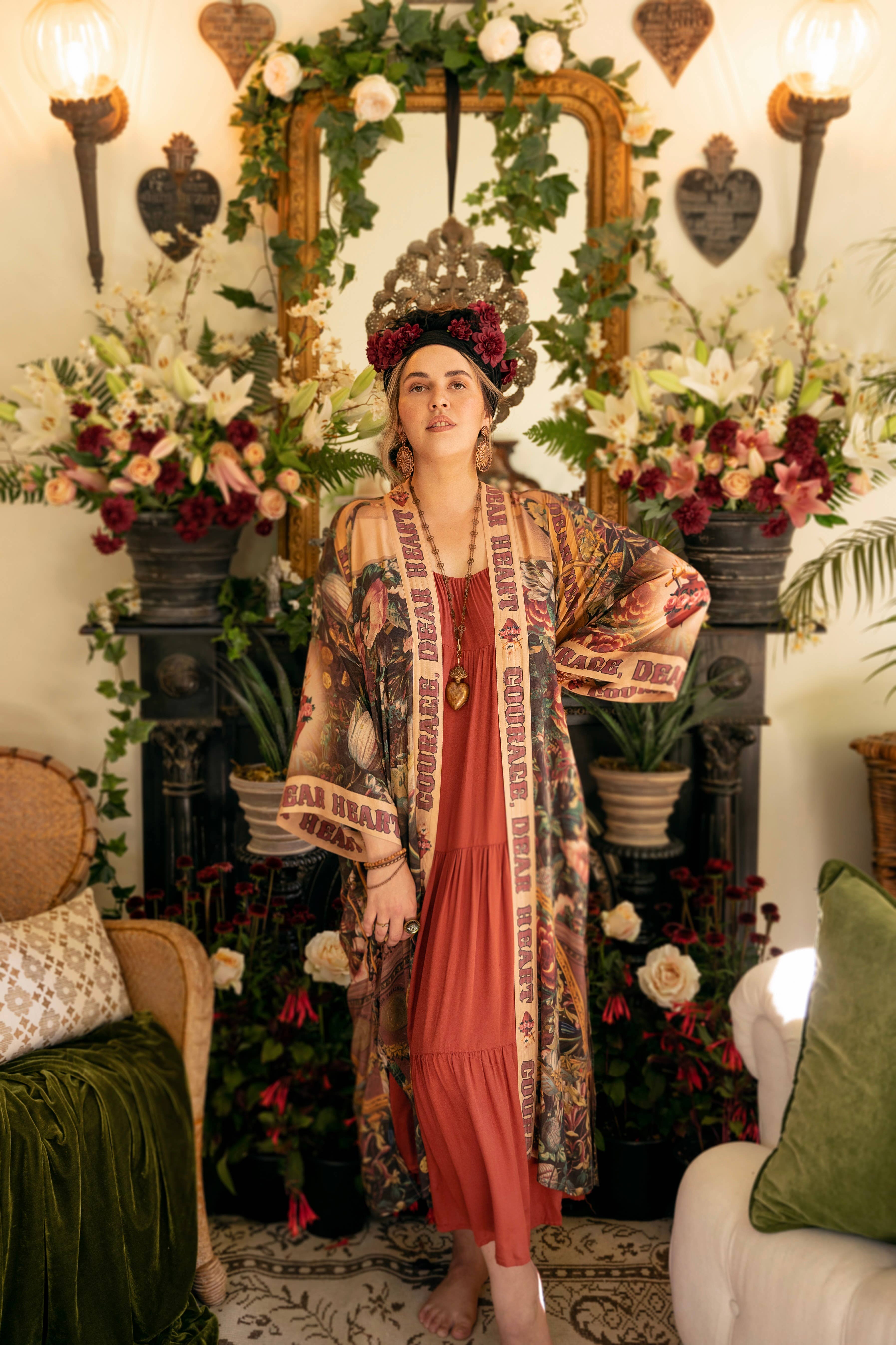 Market of Stars (USA) - Wholesale Kimono - Women's - Courage Dear Heart Opera Duster Kimono Robe w/ Sacred Heart8