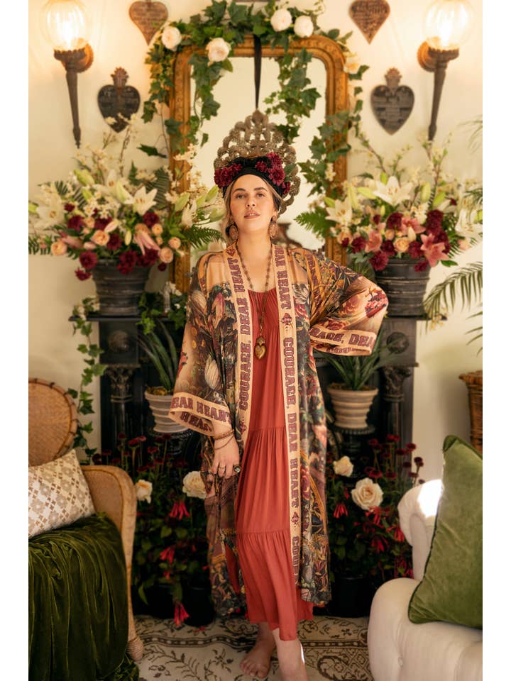 Market of Stars (USA) - Wholesale Kimono - Women's - Courage Dear Heart Opera Duster Kimono Robe w/ Sacred Heart8