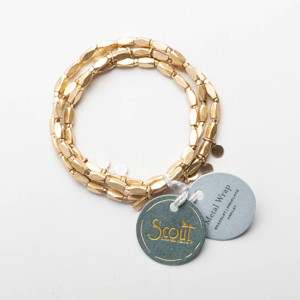 Scout Curated Wears - Wholesale Beaded Bracelet - Metal Wrap - Classic/Teardrop/Gold6