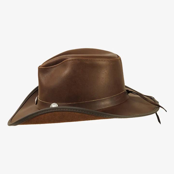 American Hat Makers - Venta al por mayor Sombrero cowboy - Unisex - Sombrero Vaquero de Cuero Genuino con Concho - Estilo Cyclone25