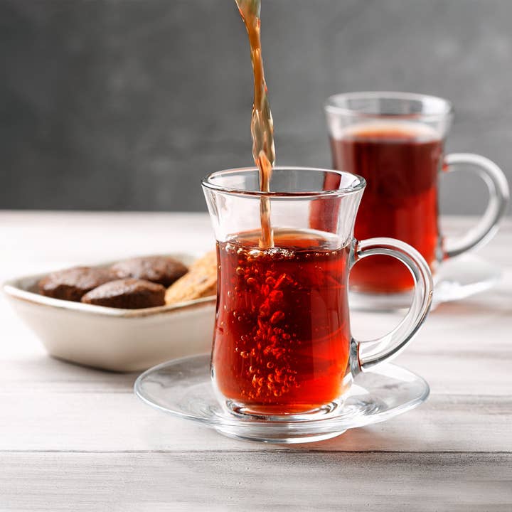 Small Traditional Tea Glasses with Handle, Set of 12 for wholesale by Crystalia