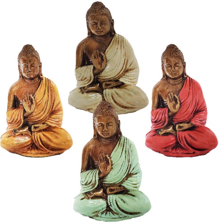 Handgemalter Glücklicher Buddha, Meditierender Buddha & Mönch für den Großhandel von Stoneage Arts Inc