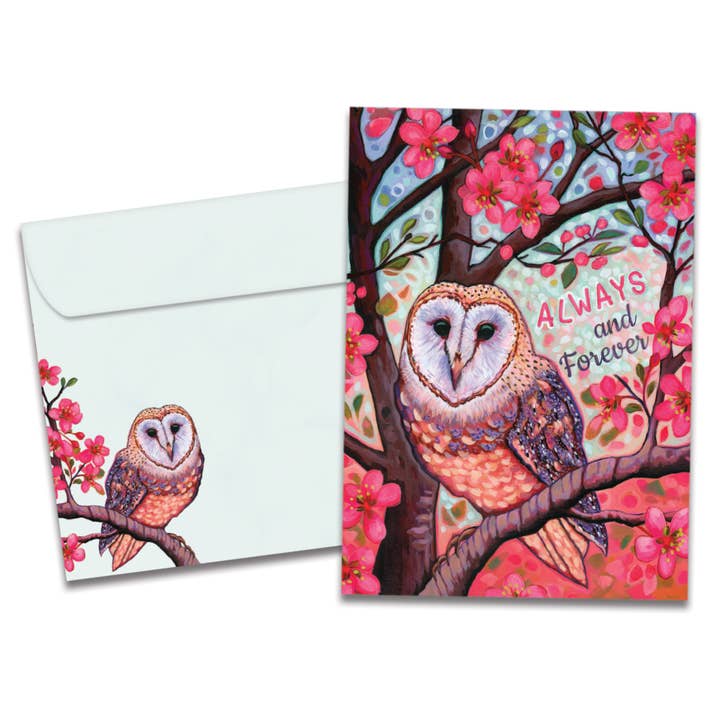 Owlways and Forever Valentine's Day Card 4 Pack for wholesale by Tree-Free Greetings