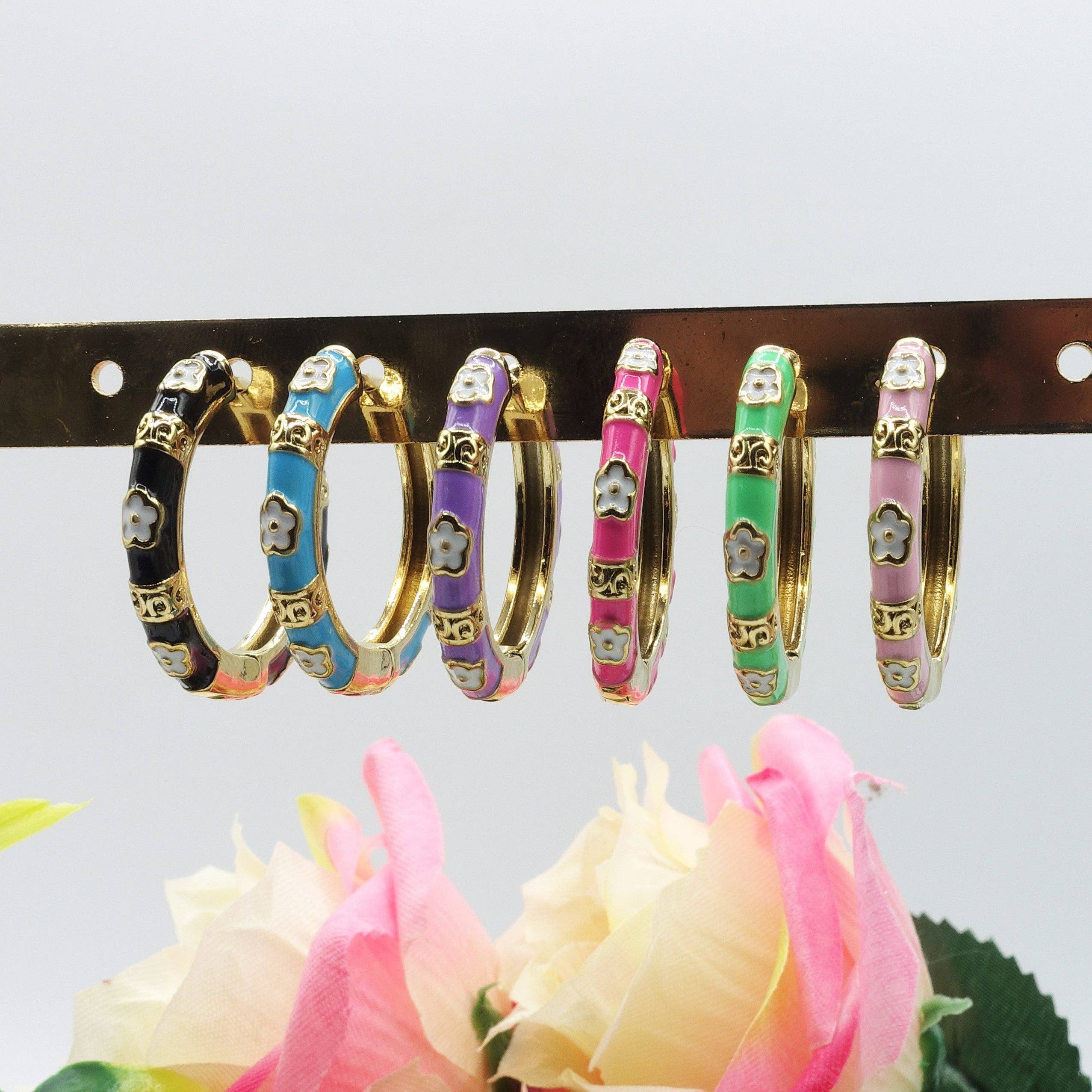 Daemon srls - Wholesale Dangle Earrings - AZALEA - ACCIAIO INOSSIDABILE orecchini a cerchio smaltati8