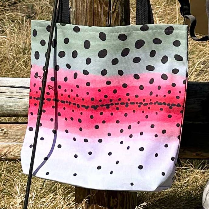 Trout Pattern Tote Bags for wholesale by Fly Fish Wyoming