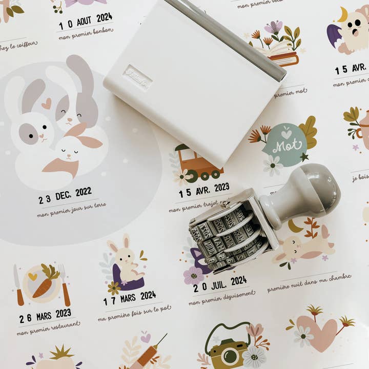 Les Petites Dates - Wholesale Kunstprint - Kinderen en baby - Poster 'Mijn Eerste Keer' - Konijn2